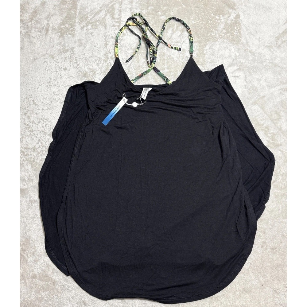 NEW Lucky Brand Swimwear Cover Up Womens Size Large Black Stretch Vented